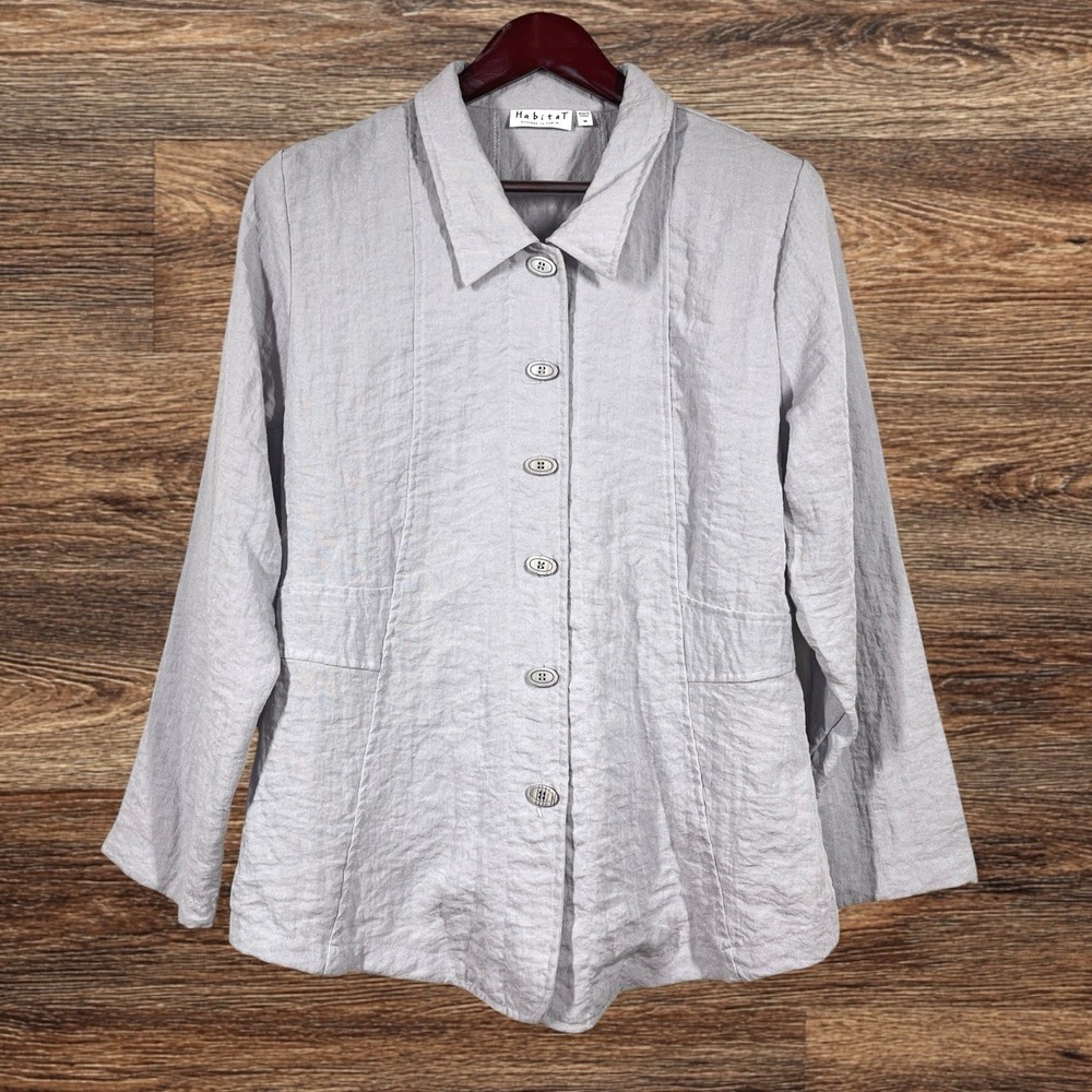 Habitat Clothes To Live In Lightweight Crinkle Shirt Jacket Size M Lagenlook Art